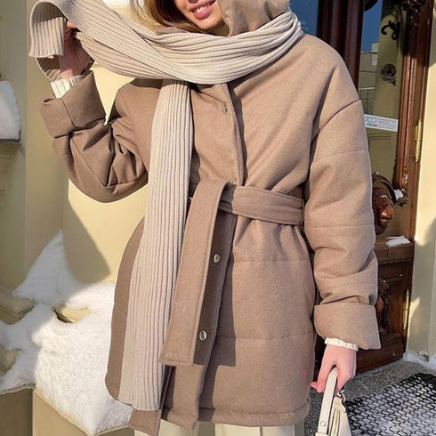 Women's Parka Coat With Front Buttons - ROUTINE FASHION