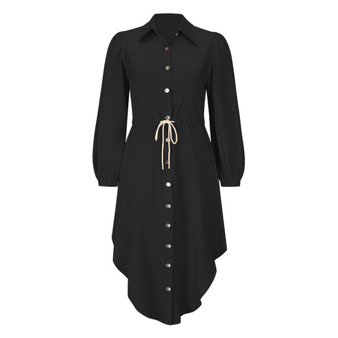 Women's Fashion Temperament Mid-length Shirt Dress - ROUTINE FASHION