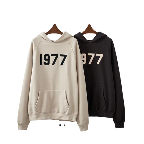 Digital Flocking Logo Pullover Plus Fleece Couple Hoodie For Men And Women - ROUTINE FASHION