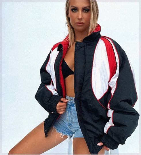 Bomber Jacket Printed Zipper Long Sleeve Vintage - ROUTINE FASHION