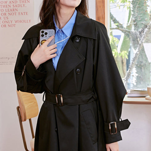 Women's British Style Retro Classic Trench Coat Mid Length - ROUTINE FASHION