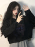 Women's Small Black Cropped Hoodie - ROUTINE FASHION