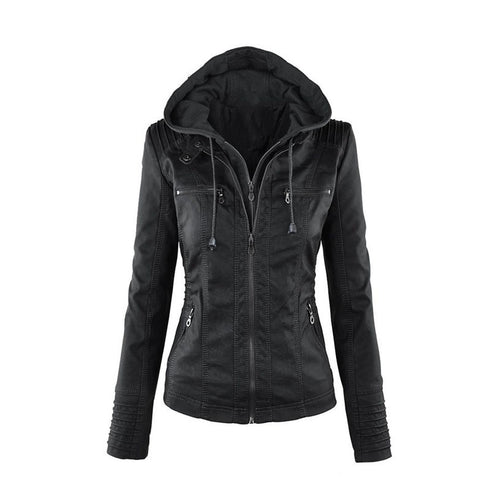 Women's Short Leather Pu Leather Jacket - ROUTINE FASHION