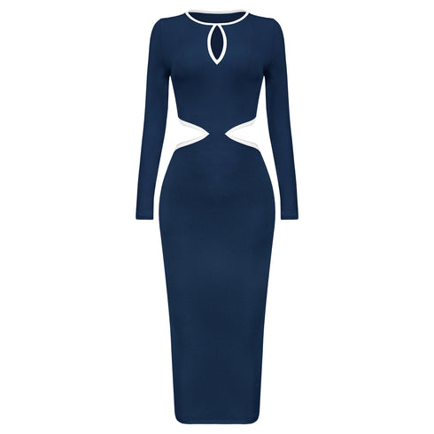 Women's Hip Skirt Color Contrast Patchwork One-step Dress - ROUTINE FASHION