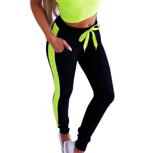 Women Sexy Lace-up Color Matching Trousers - ROUTINE FASHION