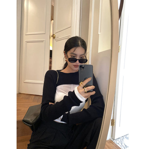 White Waistcoat Women's Outer Wear Short Round Neck Pullover - ROUTINE FASHION