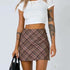 High Waist Short Plaid Mini Skirt Streetwear Brown Coffee Tartan Print - ROUTINE FASHION