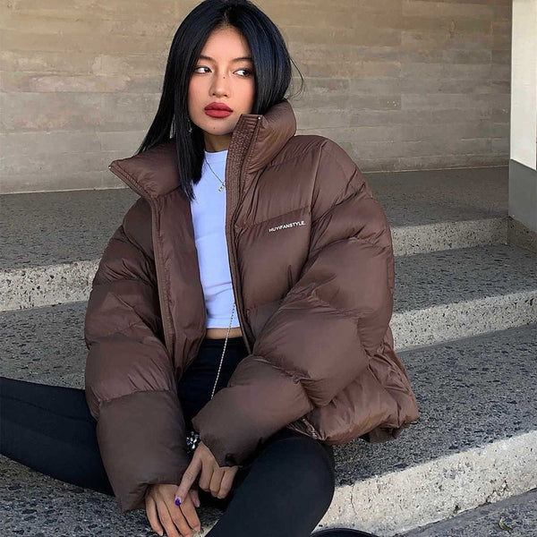 Down Cotton Jacket Women Stand Collar Short - ROUTINE FASHION