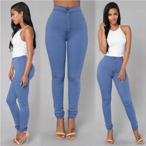 Casual Pants For Women High Waist Stretch Slim Trouser Skinny Candy Color Jeans - ROUTINE FASHION