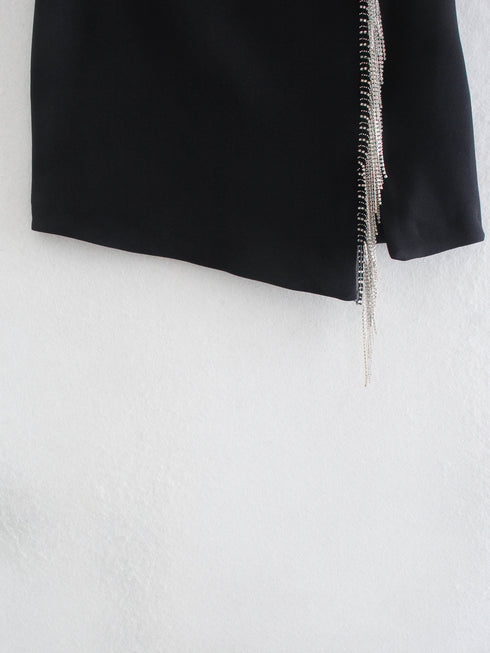 Early Spring New Artificial Gemstone Fringed Mini Skirt, Hip Skirt - ROUTINE FASHION