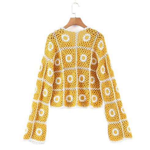 Women's Fashion Handmade Sunflower Crochet Cardigan - ROUTINE FASHION