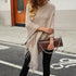 Striped Cape Shawl Fringed Sweater - ROUTINE FASHION
