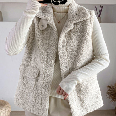 Women's Lamb Plush All-match Slim Waistcoat Vest Jacket - ROUTINE FASHION