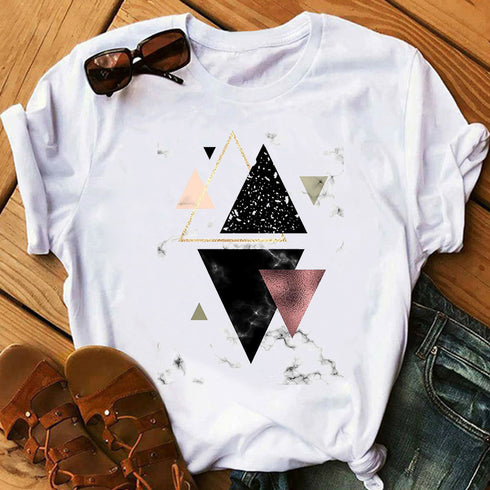 Landscape Print Short-sleeved T-shirt Top Women Summer - ROUTINE FASHION