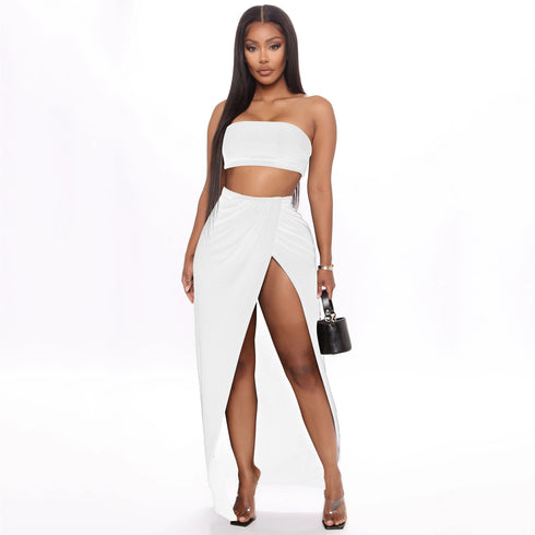 Ladies strapless breast wrap skirt suit - ROUTINE FASHION