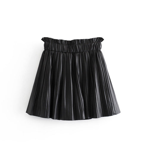 Women's Pleated Faux Skirt Leather Skirt - ROUTINE FASHION