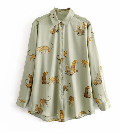 Leopard Lapel Ladies Blouse - ROUTINE FASHION