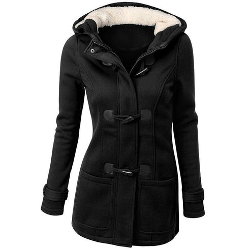 2021 warm winter fur collar jackets women new horn button Long down coat women parka Plus Size female parka hoodies Women - ROUTINE FASHION