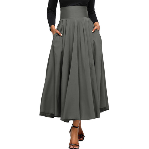 High Waist Pleated Belted Maxi Skirt S-XXL - ROUTINE FASHION