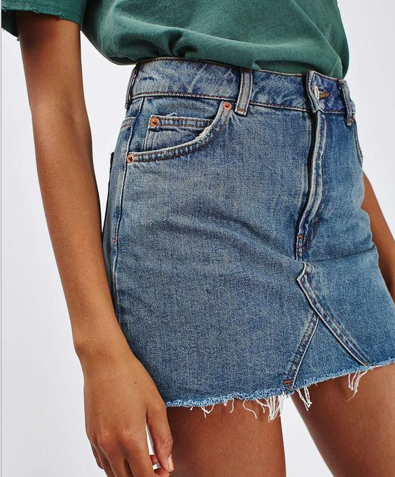 High Waist Denim Mini Jeans Skirt - ROUTINE FASHION