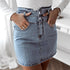 Solid color bag hip denim skirt - ROUTINE FASHION
