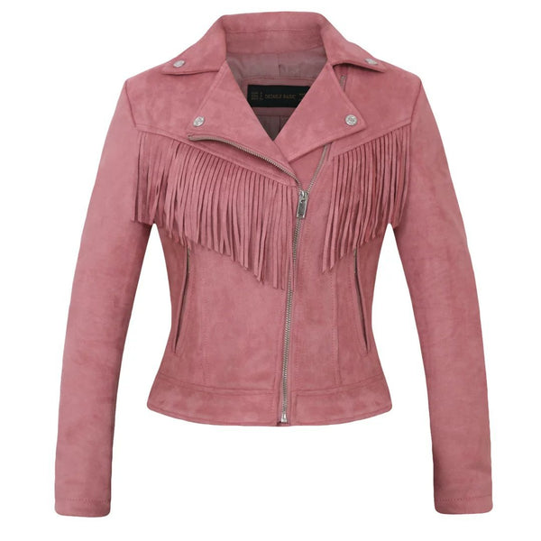 Factory direct selling women - ROUTINE FASHIONs jacket autumn and winter European and American women - ROUTINE FASHIONs Lapel tassel suede coat leather jacket women - ROUTINE FASHIONs short - ROUTINE FASHION