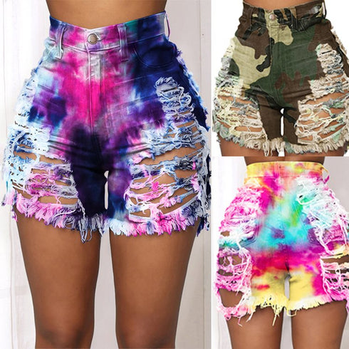 Tie-dye printed denim shorts - ROUTINE FASHION