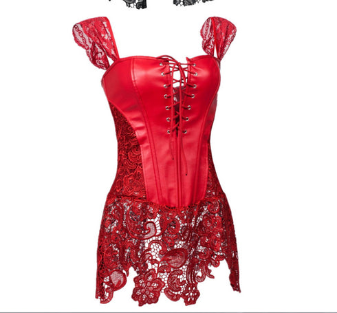 European and American classic PU fashion corsets AliExpress foreign trade source lace hollow corset - ROUTINE FASHION