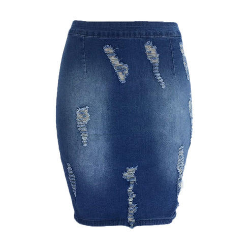 Denim Skirt Hole Women's Pants - ROUTINE FASHION