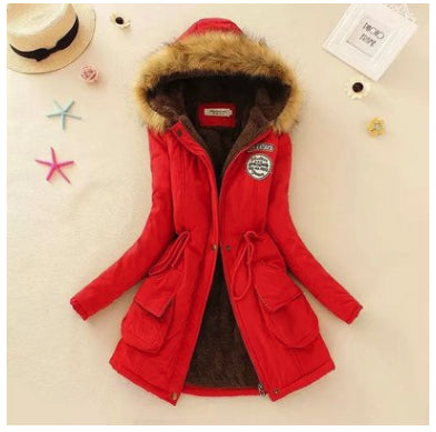 Thick Winter Jacket Women Large Size Long Section Hooded parka outerwear new fashion fur collar Slim padded cotton warm coat - ROUTINE FASHION