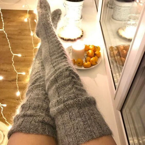 Winter Socks Over The Knee Lengthened Long Tube Knitted Pile Socks - ROUTINE FASHION