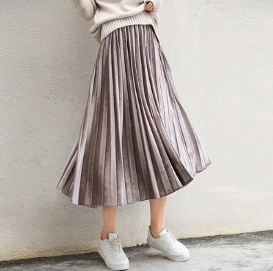 Gold velvet pleated skirt - ROUTINE FASHION