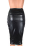Newly Women High Waist Faux Leather Pencil Skirt Bodycon Skirt Solid Sexy OL Office Skirts - ROUTINE FASHION
