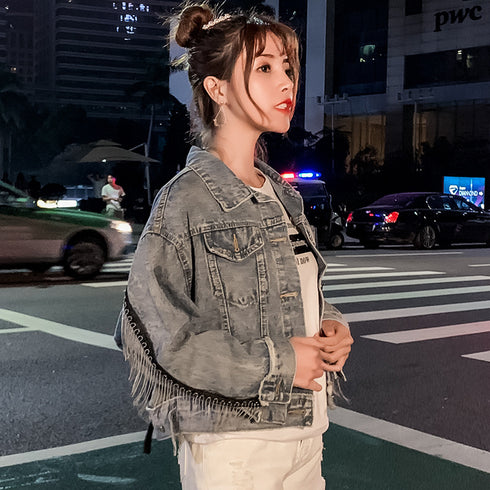 Printed beaded denim jacket - ROUTINE FASHION