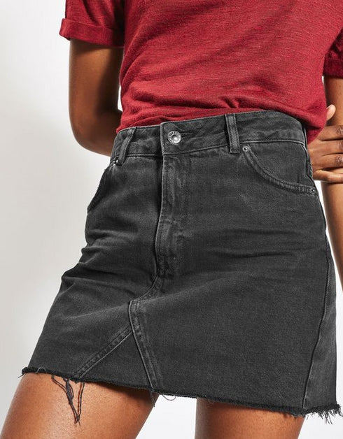 High Waist Denim Mini Jeans Skirt - ROUTINE FASHION