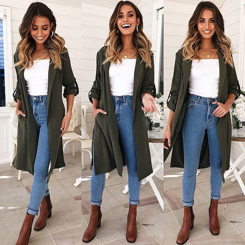 Women's long trench coat jacket - ROUTINE FASHION