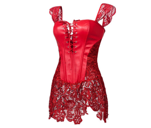 European and American classic PU fashion corsets AliExpress foreign trade source lace hollow corset - ROUTINE FASHION