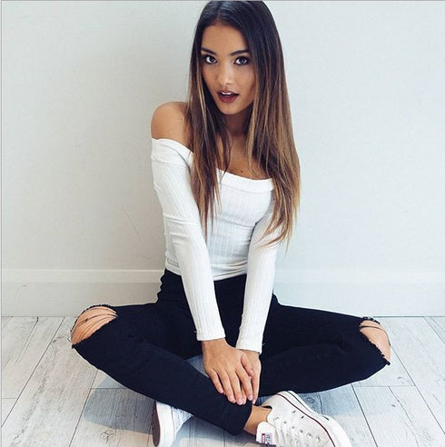 Women Off Shoulder Crop Top - ROUTINE FASHION