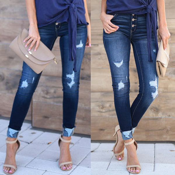 Pin buckle slim fit jeans - ROUTINE FASHION