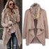 Fur collar cardigan plush trench coat - ROUTINE FASHION