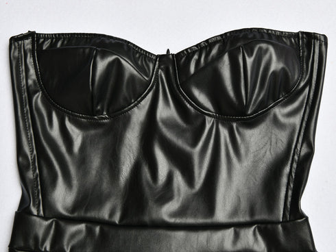 Wrapped chest wrap leather skirt - ROUTINE FASHION