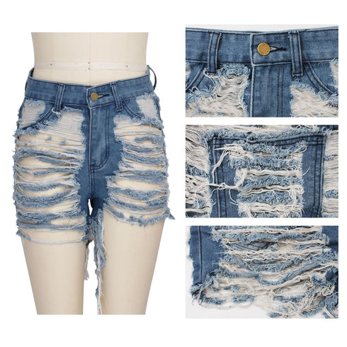 Washed frayed stretch denim shorts - ROUTINE FASHION