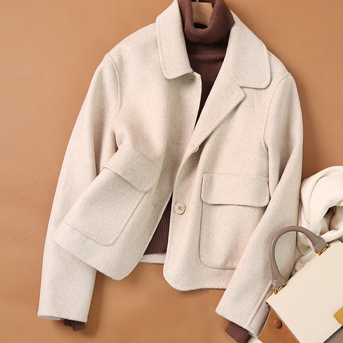 Fashion Pure Color Woolen Coat Women Short - ROUTINE FASHION