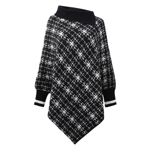 Contrasting Side Lapel Cape Shawl - ROUTINE FASHION