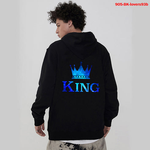 Women Hoodies King Queen Printed Sweatshirt Lovers - ROUTINE FASHION