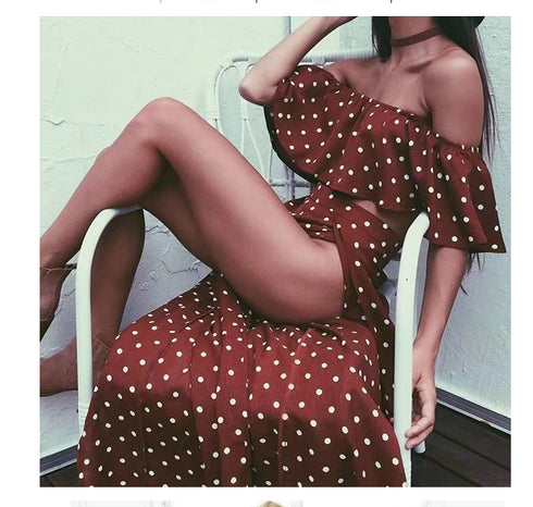 Printed wrap chest + high waist skirt suit - ROUTINE FASHION