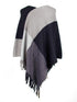 Shawl cape fringed colorblock women's coat - ROUTINE FASHION