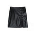 Black Lace Up PU Leather Skirts - ROUTINE FASHION