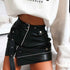 Irregular belt motorcycle leather skirt - ROUTINE FASHION