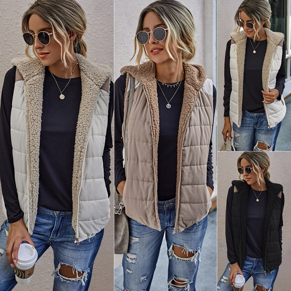 Splicing plush waistcoat - ROUTINE FASHION